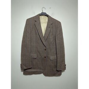 Stafford Executive Mens Tweed Herringbone Brown Striped Sport Coat Size 42R